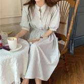 Voguable New High Waist Striped Shirt Dresses Lace Up Women Spring Summer Korean Fashion Chic Vintage Casual Women's Long Dresses voguable