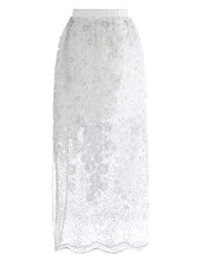 Solid Embroidered Flares Sequins Straight Skirt For Women High Waist Middle Length Fashion Skirts Summer 2025 New voguable