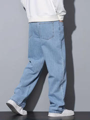 Voguable Men's Straight Leg Jeans, Loose Casual Trousers, Soft Cotton Casual Pants voguable