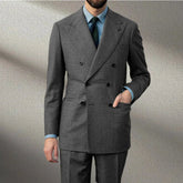 Voguable Spring 2 Piece Woolen Blend Men's Suit Set Tailored Double Breasted Lapel Jacket Blazer Elastic Pants Wedding Part Prom Dinner voguable