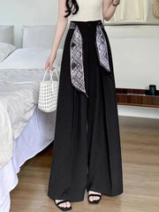 Chic Lace Up Suit Wide Leg Pant Women Elegant Loose High Waist Bow Trousers Korean Fashion Female Casual Sweet Pants New voguable