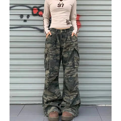 Camouflage Jeans Women Y2K Hip Hop Vintage High Waisted Jeans Straight Streetwear Casual Loose Large Size Wide Leg Denim Pants voguable