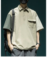 Voguable Summer Thin Splicing Contrasting Color Short-sleeved POLO Shirt Men's Loose Outdoor Casual Versatile Quick-drying Shirt T-shirt voguable