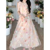 Voguable Hanging Neck Fairy Dress For Women New Summer Sleeveless Floral Long Dress French Style Vacation Party Dress voguable