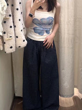 Voguable Plaid Drawstring Pants Women Y2K American Vintage Loose Straight Trousers Summer Casual Fashion Elegant Korean Wide Leg Pants voguable