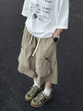 Men's shorts summer new American retro large pocket workwear quick-drying casual loose thin section knee-high trend y2k tops emo voguable