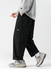 Voguable 100% Cotton Casual Straight Cargo Pants Men Loose Wide Leg Long Trousers Korean Popular Clothes New voguable