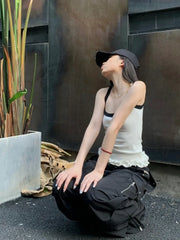 Voguable Balletcore Sweet Women White Camisole Kawaii Ruffled Crop Tops Coquette Cute Sexy Tank Tops Korean Fairy Streetwear voguable