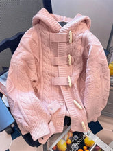Preppy Style Sweet Pink Cardigan Sweaters Women Loose Long Sleeve Hooded Knitted Jacket Fall Winter Vintage Korean Cute Tops New voguable