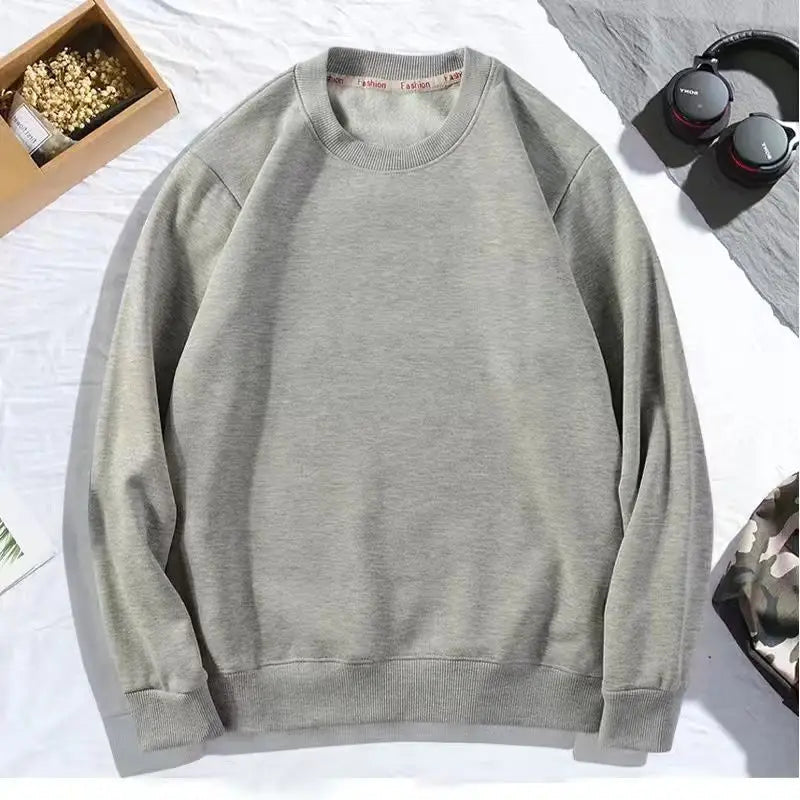 Voguable Simplicity Trend Fashion Sping Autumn Bottoming Shirt Men Solid O-Neck Korean Casual Long Sleeve Loose Pullovers Sweatshirt Tops voguable