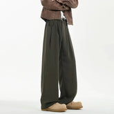 Green Black Suit Pants Men Fashion Society Mens Dress Pants Korean Loose Wide Leg Pants Mens Office Formal Trousers M-3XL voguable