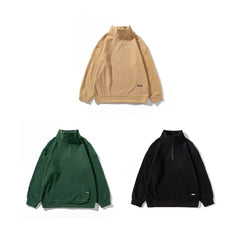 Korean Version Polar Fleece Base Tops Men Women Couples Harajuku Casual Loose Plush Hoodie Harajuku Bf Wind Half Cardigan Hoodie voguable