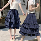 Voguable Retro Wood Grain Halter Neck Dress Women's High Waist Plaid A-Line Skirt Spring Fashion Slimming Midi Skirt lollapalooza outfit spring outfits voguable