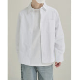 Voguable Blue White Shirt Men Fashion Social Men Dress Shirt Korean Loose Long Sleeve Shirt Men Office Formal Shirt Male Casual Shirts voguable