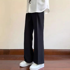 Summer Black Suit Pants Men Fashion Social Mens Dress Pants Korean Loose Bell-bottoms Pants Men Mens Office Formal Trousers voguable