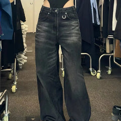 Voguable Female 2024 Summer Wide Leg Pants High Waisted Loose Jeans Woman Vintage Street Fashion Harajuku Y2K Pant Trousers voguable