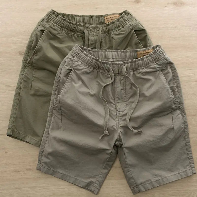 Voguable Summer Men's Casual Sports orts Elastic Waist Five-Point Pure Cotton Waed Workwear f-Length Outerwear Mid-Pants voguable