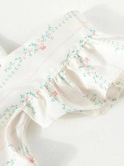 Floral Vintage Sweet Tanks Women Elegant Slim Flying Sleeve Casual Tanks Tops French Retro Square Collar Female Summer Tops voguable