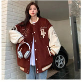 American Retro Preppy Style Baseball Jacket Plush Thick Blazers Women Autumn Winter New Student Harajuku Cardigans Hooded Coat voguable