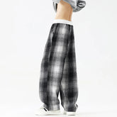 Autumn Thick Pants Men Warm Fashion Retro Plaid Pants Men Japanese Streetwear Loose Wide Leg Pants Men Vintage Trousers M-3XL voguable