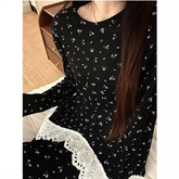 Women Spring Summer Long-Sleeved Pajamas Lace Sweet Florals Long Sleeve Top and Long Pants 2 Piece Set Casual Homewear Sets voguable