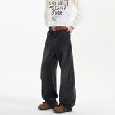 2025 Spring New Trendy Jeans Patchwork Design Male Gradient Color Washed Straight Male Denim Pants Wide Leg Mopping pants voguable