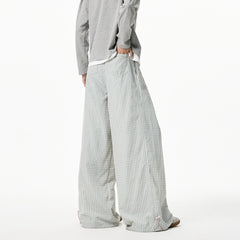 Summer Loose Wide Leg Striped Trousers Unisex High Street Fashion Trendy Casual Wear Oversize Streetwear Long Pants Lightweight voguable