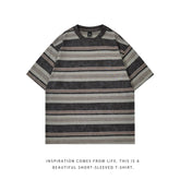 Mens Striped Short Sleeve Tshirt Cotton Loose Fit Breathable Summer Casual Tee Moisture Wicking Soft Comfort Relaxed Fit voguable