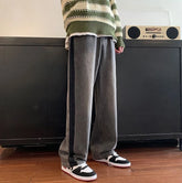 Voguable Man Cowboy Pants Straight Vintage Men's Jeans Patchwork Trousers Wide Leg with Pockets Original Casual Japanese Street Style Y2k voguable