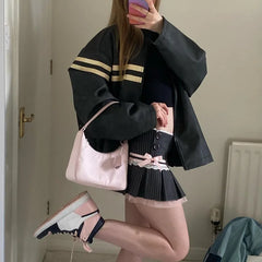 TARUXY Lace Splice Mini Skirts For Women Bow Bandage Fashion Folds Skirt Hot Girls Winter Casual Lace-up High Waist Skirt Ladies voguable