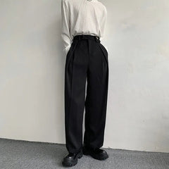 2023 New Black Suit Pants Men Fashion Social Mens Dress Pants Korean Loose Oversized Wide Leg Pants Mens Formal Trousers M-2XL voguable