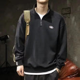 Voguable New Spring and Autumn Fashion Trendy Men's Simple Zipper Mock Neck Trendy Sports Versatile Premium Oversize Sweater Men voguable