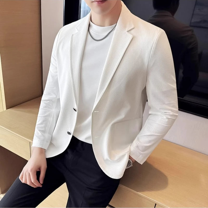 Voguable Men's Suit Jacket Spring New Ice Silk Cool Feeling Comfortable Seamless Jacket High-quality Formal Suit Jacket Size M-3XL voguable