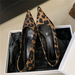 Voguable Spring Design Leopard Print Woman Pumps Pointed Toe Thin Low Heels Elegant Party Female Shoes voguable
