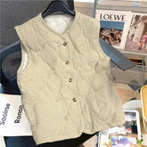 Cotton-padded Vest Autumn Winter Korean Style Outer Vest Corduroy Short Sleeveless Quilted Jacket Solid V-neck Vestes voguable
