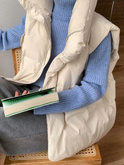 Voguable Korean Chic Thick Puffy Vest Women Winter Warm Streetwear Parkas Jacket Simple Loose Zipper Casual Cotton Down Solid Vest voguable