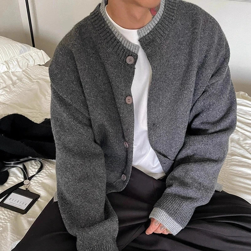 Old Money Vintage Cardigan Coat Light Luxury Knitted Lapel Long Sleeve Men Sweater Jacket Leisure Premium Quality Knitwear M-3XL voguable