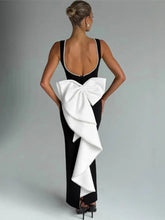 Elegant Pearl Bow Backless Sexy Maxi Dress Women Gown Fashion Sleeveless High Waist A-line Club Party Long Dress voguable