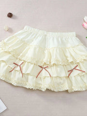 Cute Bow Mini Skirt Women Sweet Fashion High Waist Japan A Line Skirts Casual Chic Summer Female Kawaii Cake Skirt New voguable