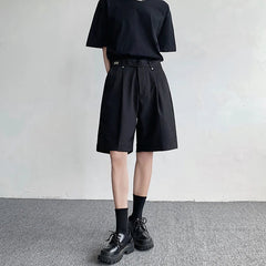 Summer Suit Shorts Men Fashion Social Mens Dress Shorts Korean Loose Black Ice Silk Shorts Mens Office Formal Shorts M-2XL voguable