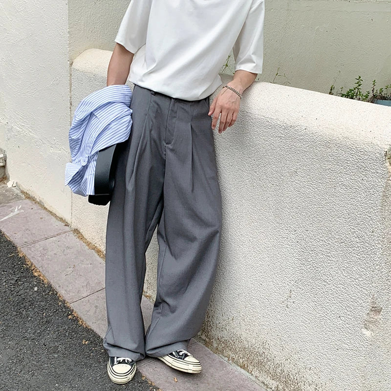 Oversized Black Suit Pants Men Fashion Social Mens Dress Pants Korean Loose Wide Leg Pants Mens Office Formal Trousers M-3XL voguable