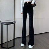 Voguable Women's Wide-leg Pants Autumn Winter Trousers New High-waisted Slim Slim Velvet Draped Slit Floor-moving Casual Pants voguable