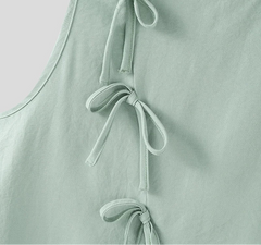 Summer Sleeveless Men Tanks Tops Bow Solid Color O Neck Tops Tee Male Vests Fashion Oversize Streetwear Slit Tops S-5XL voguable