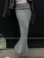 TARUXY Knitted High Waist Long Skirts For Women 2024 Retro Casual Loose Maxi Skirt Women's Autumn Winter Elegant Skirt Female voguable