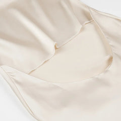 3D Flower Satin Halter-neck Short Dress 2025 New Fashion Beige Slim Sleeveless Dresses Backless Summer Party Dress For Women voguable