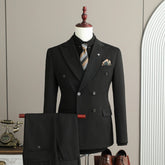 Voguable High-end Solid Color Men Suits Double Breasted 3 Piece (Blazer+Vest+Pants) Blazers Slim Smart Causal Formal Jacket Tuxedos voguable