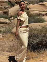 Mozision Sexy Skirt Two Pieces Sets For Women Sleeveless Slim Fit Off-shoulder Crop Top And Long Skirt Sexy Two Pieces Sets voguable