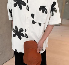 Men Shirt Floral Printing Lapel Short Sleeve Loose Men Clothing Summer Streetwear KoreanFashion Male Casual Shirts 2025 voguable
