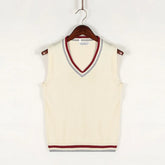 Sweater Vest Men Thicken V-neck Sleeveless Knitted Sweaters Vests Striped Retro Preppy-style Simple Chic Loose Casual All-match voguable