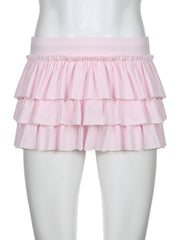 Casual Sweet Solid Bow A-Line Skirt With Skirt Slim Low-Waisted Mini Skirts Women Summer Fashion Streetwear Ladies voguable